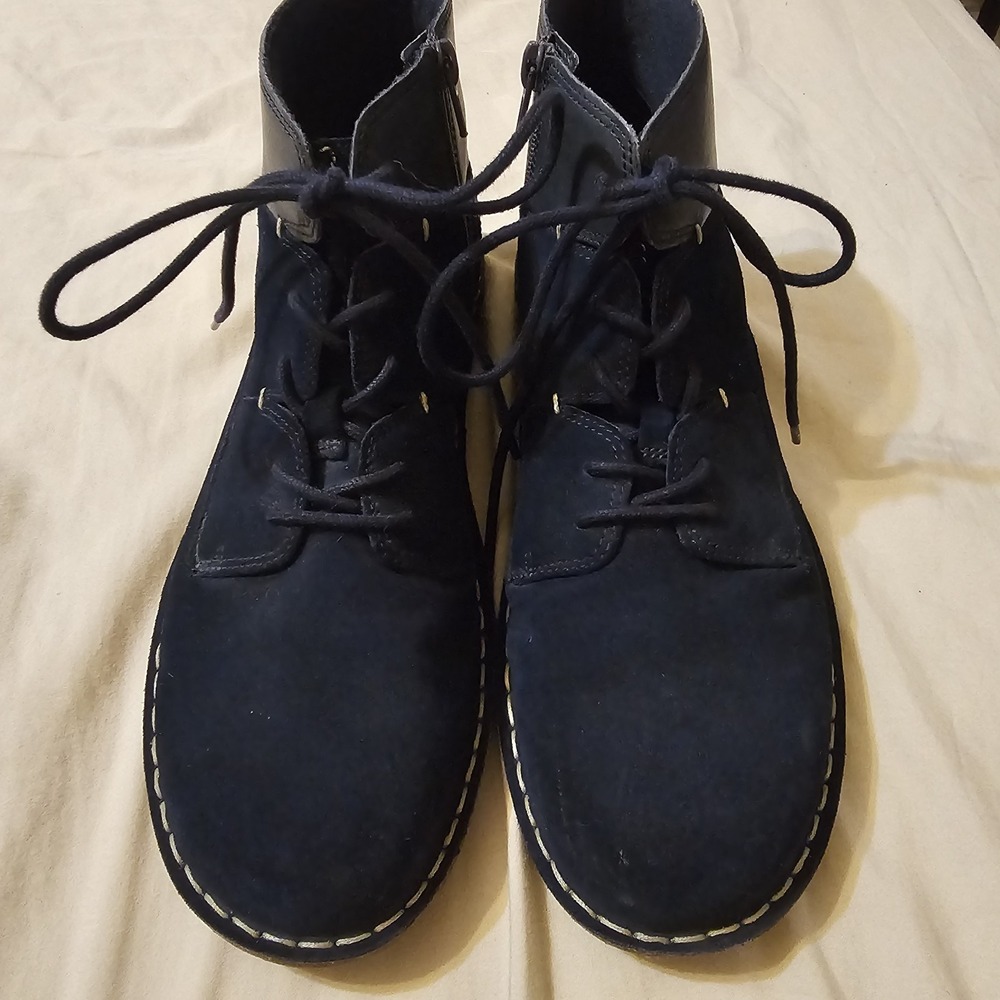 Clarks Collection Tamitha Key Ankle Boots Navy Suede Women US 10M Booties